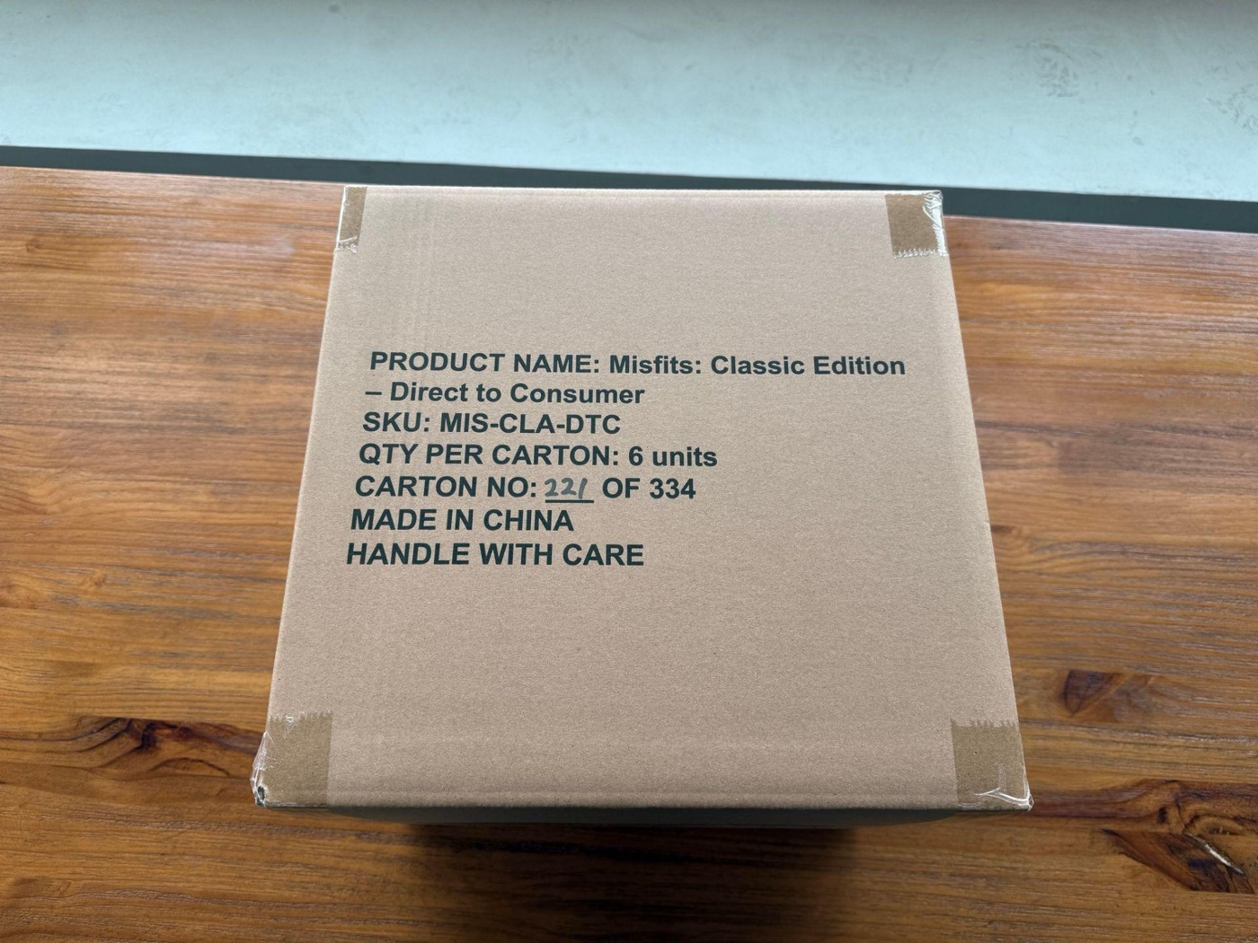 Shipping carton labelled Misfits: Classic Edition, Direct to Consumer, 6 units